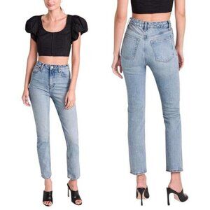 REFORMATION Liza Ultra High Rise Slim Straight Jeans Sze 24 Malta Blue